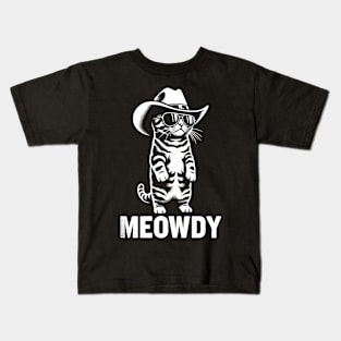 Cat Cowboy Cowgirl Country Western Meowdy Funny Cat Kids T-Shirt